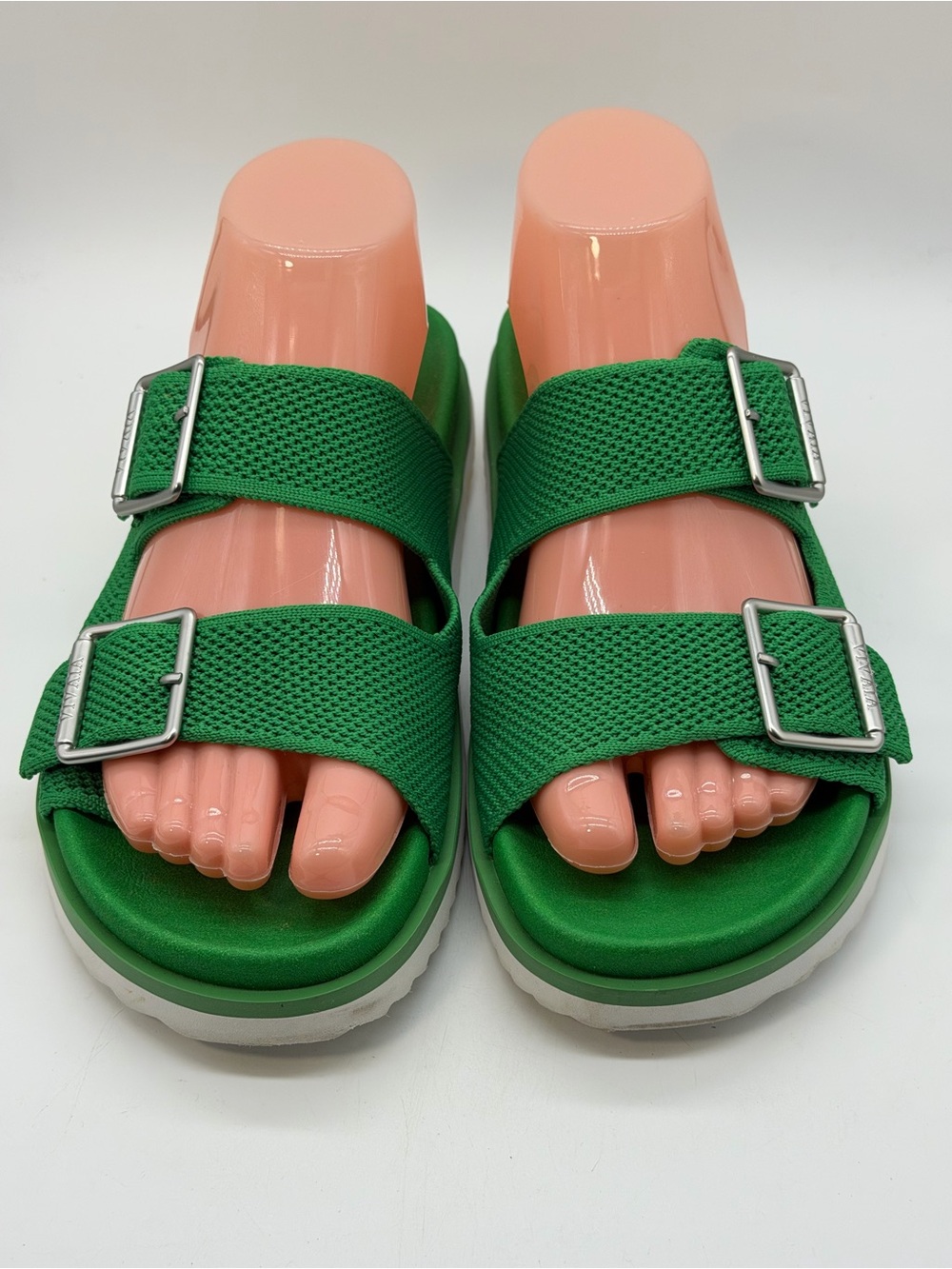Vivaia Kelly Green 2Strap Buckle Sandals Sz 6.5